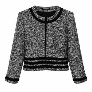 Karl Lagerfeld Paris womens tweed cropped jacket black white boucle blazer XL
